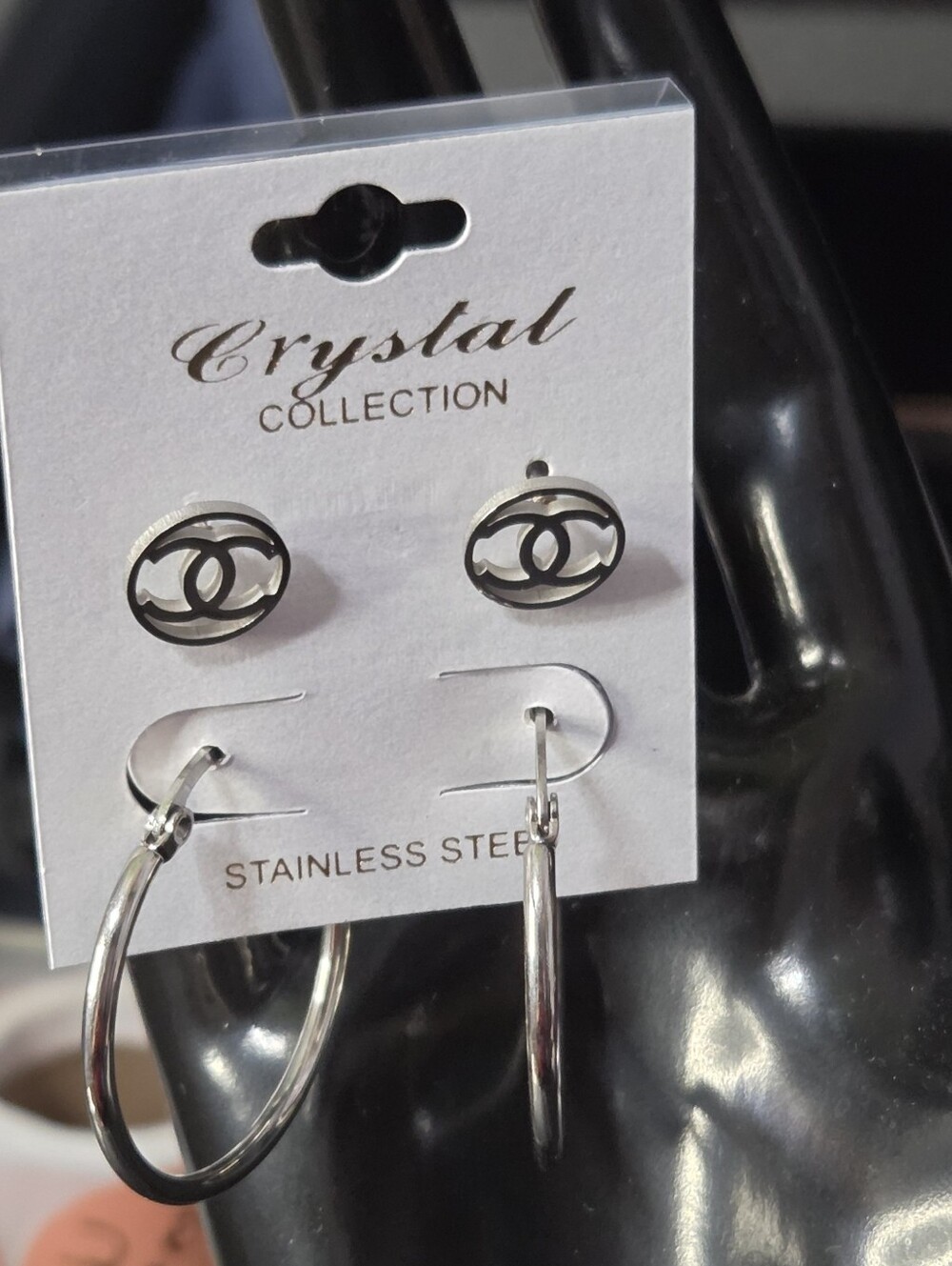 Stainless Steel Hoop & Stud Earrings- 2 Pairs- New